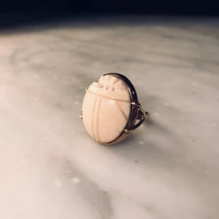 Tuxedo Park Junk Shop Jewelry Neo Egyptian Carved Scarab Ring In 14K