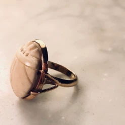 Tuxedo Park Junk Shop Jewelry Neo Egyptian Carved Scarab Ring In 14K