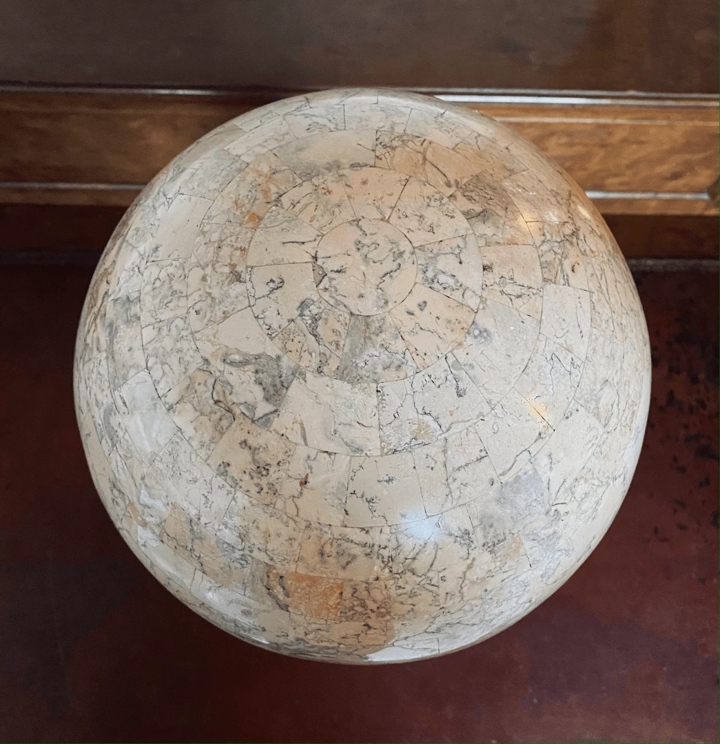 Tuxedo Park Junk Shop Maitland-Smith Tesselated Globe On Turned Stand 3 Tuxedo Park Junk Shop Maitland-Smith Tesselated Globe On Turned Stand