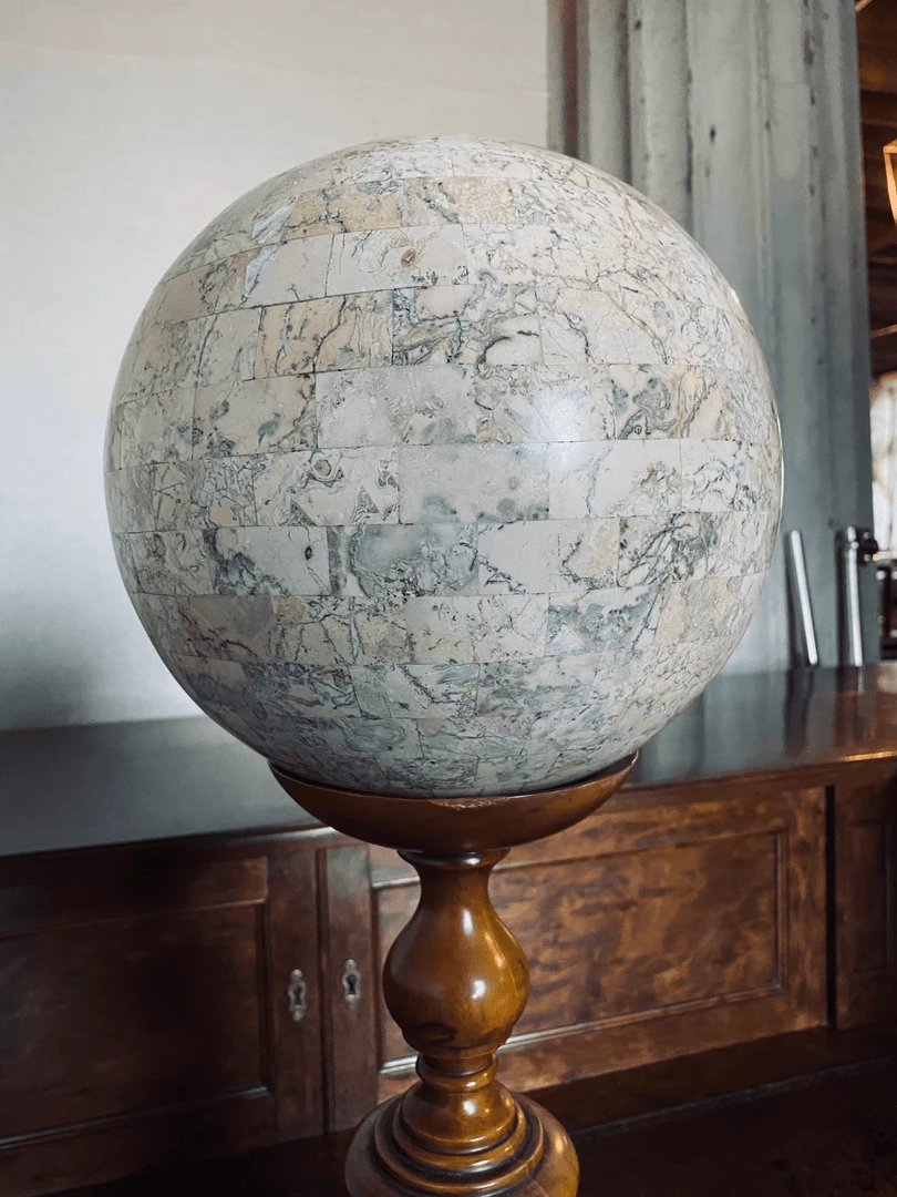 Tuxedo Park Junk Shop Maitland-Smith Tesselated Globe On Turned Stand 2 Tuxedo Park Junk Shop Maitland-Smith Tesselated Globe On Turned Stand