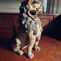 Tuxedo Park Junk Shop New Arrivals Japanese Polychrome Carved Wood Shishi Lion
