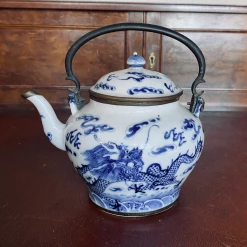 Tuxedo Park Junk Shop Blue And White Porcelain Dragons Teapot