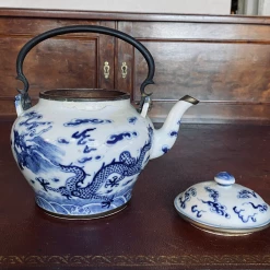 Tuxedo Park Junk Shop Blue And White Porcelain Dragons Teapot