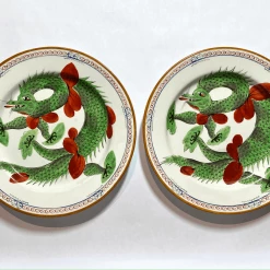 Tuxedo Park Junk Shop Hand-painted Flight & Barr Dragon Plates C. 1792-1807 New Arrivals