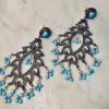 Tuxedo Park Junk Shop Diamond Pearl And Turquoise Chandelier Earrings Jewelry
