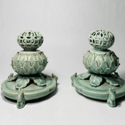 Tuxedo Park Junk Shop New Arrivals Antique Korean Celadon Reticulated Censers