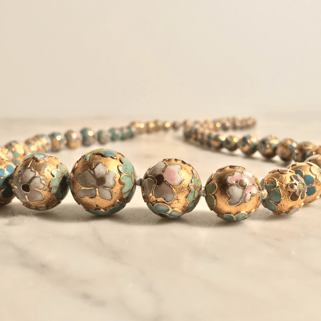 Tuxedo Park Junk Shop Gilt Floral Cloisonné Necklace 3 Tuxedo Park Junk Shop Gilt Floral Cloisonné Necklace
