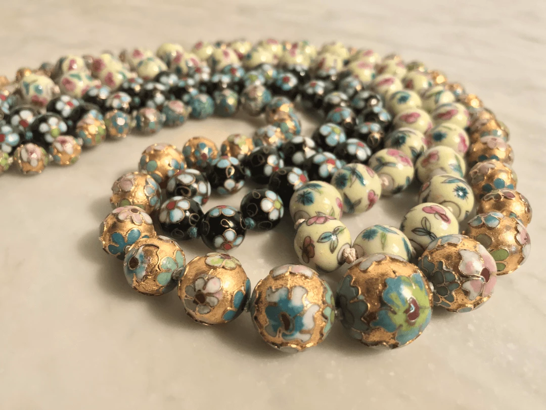 Tuxedo Park Junk Shop Gilt Floral Cloisonné Necklace 4 Tuxedo Park Junk Shop Gilt Floral Cloisonné Necklace