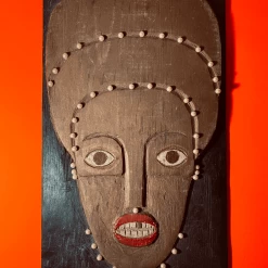 Tuxedo Park Junk Shop Carved Wood Folk Art Portrait