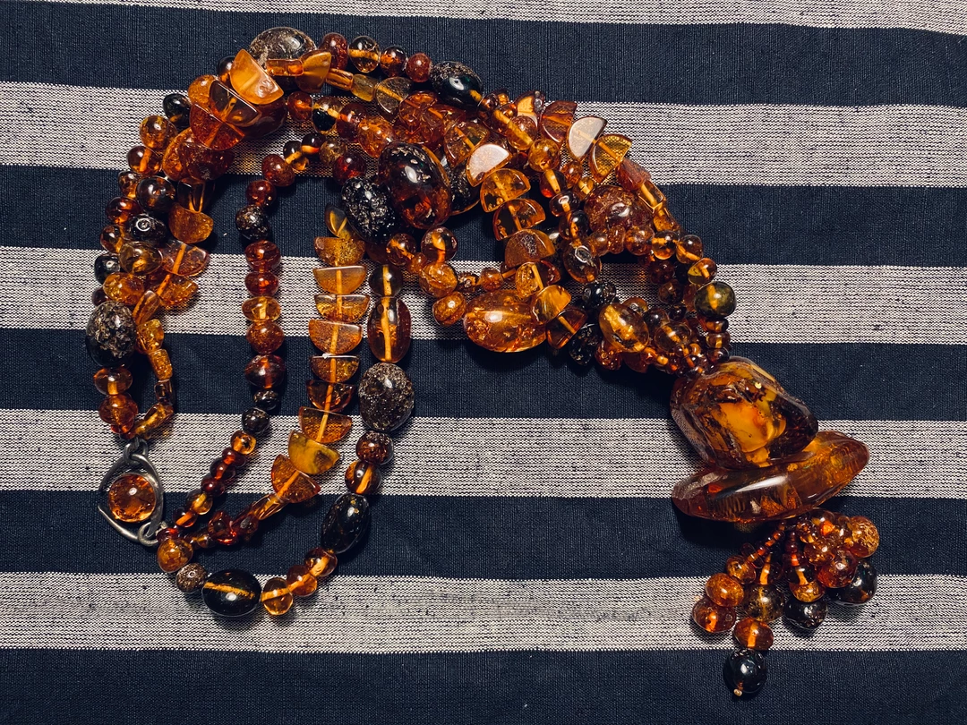 Tuxedo Park Junk Shop Natural Baltic Amber Necklace With Tassel 1 Tuxedo Park Junk Shop Natural Baltic Amber Necklace With Tassel