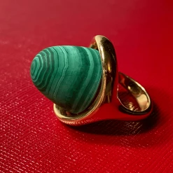 Tuxedo Park Junk Shop 18K Domed Malachite Cabochon Ring