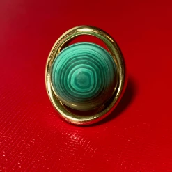 Tuxedo Park Junk Shop 18K Domed Malachite Cabochon Ring