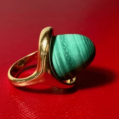 Tuxedo Park Junk Shop 18K Domed Malachite Cabochon Ring