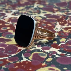 Tuxedo Park Junk Shop New Arrivals Art Deco Rose Gold Sardonyx Signet Ring