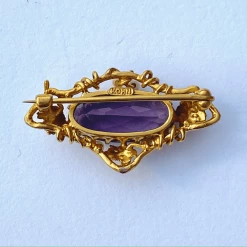 Tuxedo Park Junk Shop Kohn & Co. 14K Amethyst Brooch