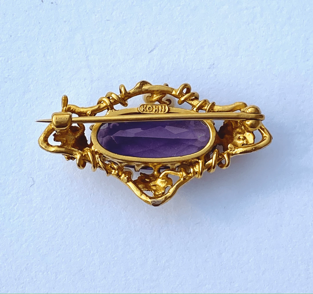 Tuxedo Park Junk Shop Kohn & Co. 14K Amethyst Brooch 2 Tuxedo Park Junk Shop Kohn & Co. 14K Amethyst Brooch