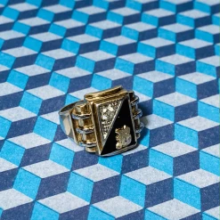 Tuxedo Park Junk Shop Diamond Onyx And 10K Gold Ring