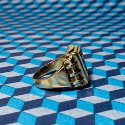 Tuxedo Park Junk Shop Diamond Onyx And 10K Gold Ring