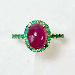 Tuxedo Park Junk Shop New Arrivals 18K Ruby Cabochon And Emerald Ring