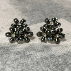 Tuxedo Park Junk Shop Grey Bouquet Rhinestone Earrings New Arrivals