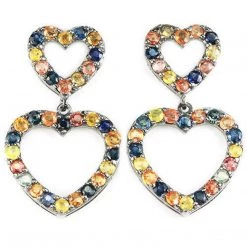 Tuxedo Park Junk Shop Jewelry Double Heart Fancy Colored Sapphire Earrings