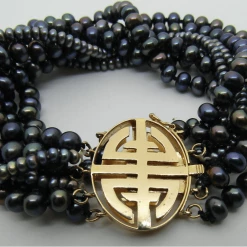 Tuxedo Park Junk Shop Jewelry 14k Deco Black Pearl Bracelet