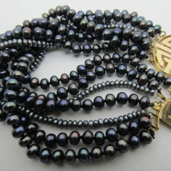 Tuxedo Park Junk Shop Jewelry 14k Deco Black Pearl Bracelet