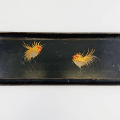 Tuxedo Park Junk Shop New Arrivals 19th Century Lacquerware Tray With Hand-painted Roosters