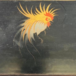 Tuxedo Park Junk Shop New Arrivals 19th Century Lacquerware Tray With Hand-painted Roosters