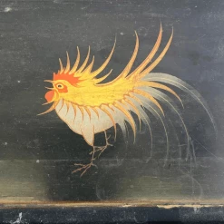 Tuxedo Park Junk Shop New Arrivals 19th Century Lacquerware Tray With Hand-painted Roosters
