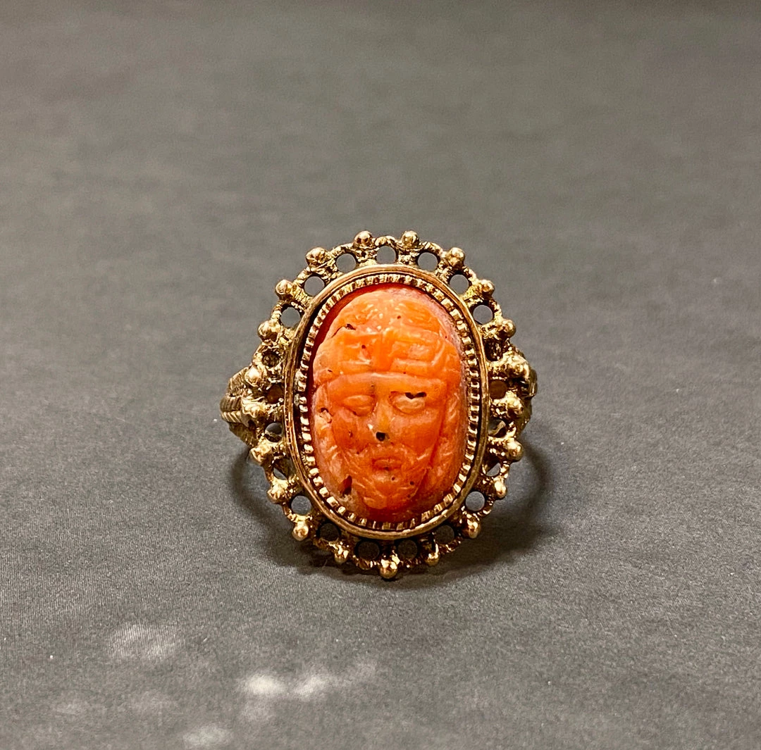 Tuxedo Park Junk Shop Victorian Coral Greek Cameo Ring 14K New Arrivals 2 Tuxedo Park Junk Shop Victorian Coral Greek Cameo Ring 14K New Arrivals