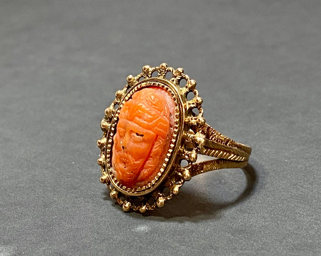 Tuxedo Park Junk Shop Victorian Coral Greek Cameo Ring 14K New Arrivals 4 Tuxedo Park Junk Shop Victorian Coral Greek Cameo Ring 14K New Arrivals